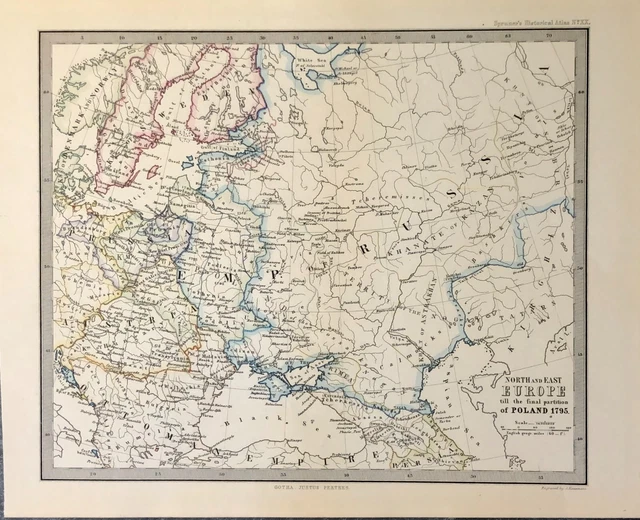 HISTORICAL MAP & Text 1872 North & East Europe Final Partition Of