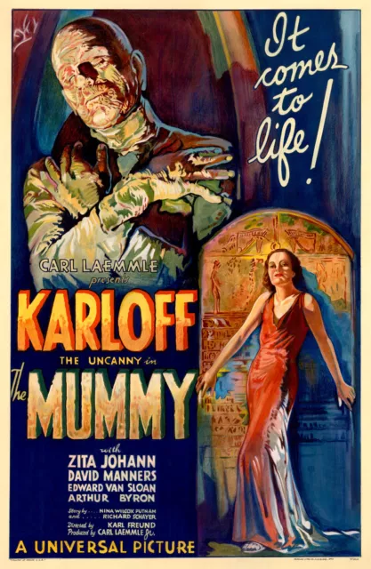 The Mummy 1932 Movie Poster Boris Karloff Egyptian - 17" x 22" Fine Art Print