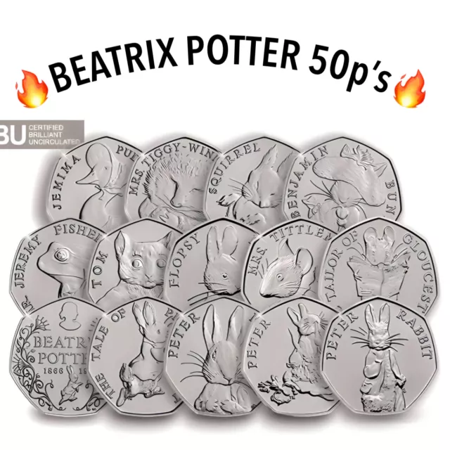 🔥Beatrix Potter Peter Rabbit 2016 2017 2018 Puddleduck Flopsy Bunny 50p Coin🔥