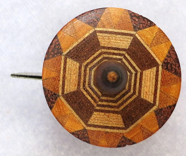 ***PRETTY  ANTIQUE c1880s Tunbridge Ware Tape Measure Haberdasher