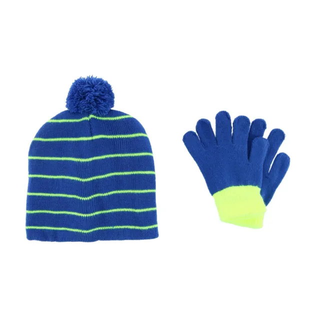 New CTM Kids' Knit Striped Hat and Gloves Winter Set