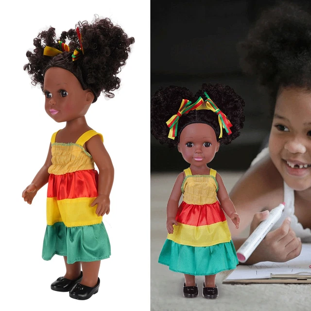14 Inch Black Baby Doll With Afro Hair, Soft Vinyl Doll Toy For Kids Comes With Changeable Clothes And Pacifier 1 Year Old Toys Barby Toddler Doll P 34298826 Cat 7313