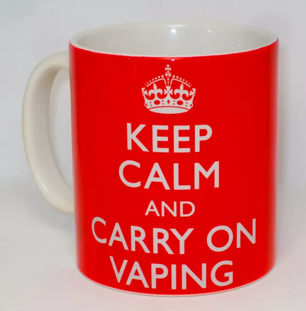 Keep Calm & Carry On Vaping Mug Can Personalise Vaper Vape On Smoker Smoke Gift