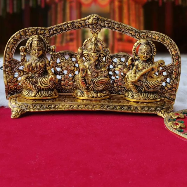 Königliche religiöse Laxmi Ganesh Saraswati Metallstatue, Heimtempel,...