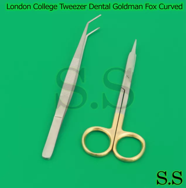 London College Tweezer Dental Goldman Fox Curved Tungsten Carbide TC Basic Kit