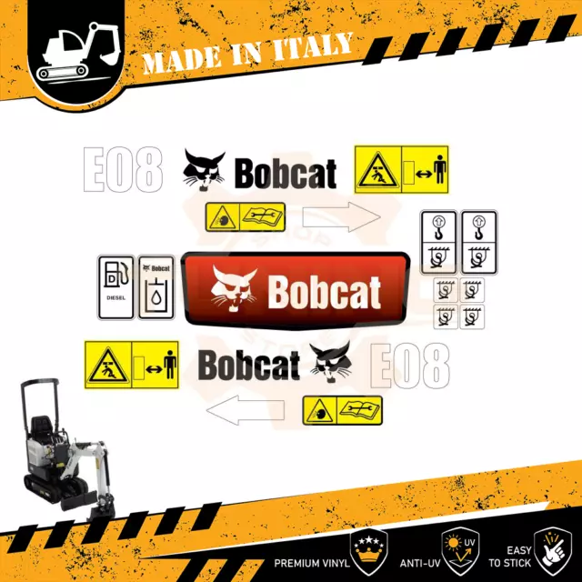 Aufkleber Abziehbilder Arbeitsausrüstung BobCat E08