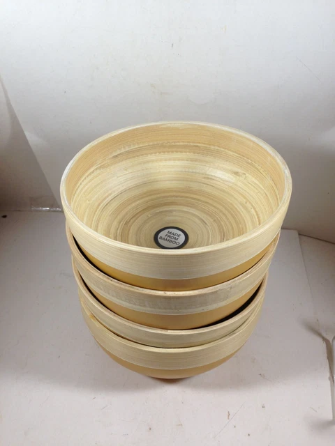 Set of 4 Place and Time Bamboo 6” Salad Bowls