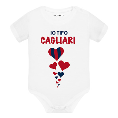 Body divertente neonato maniche corte Io tifo il Cagliari