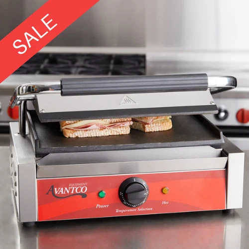 Heavy-Duty Commercial Panini Sandwich Grill Food Press Smooth Griddle Restaurant