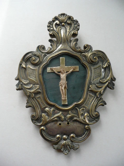 Tableau Décoratif Ancien En Laiton Sculpté - Motif Roue Et Bandeau - Vintage Allemagne