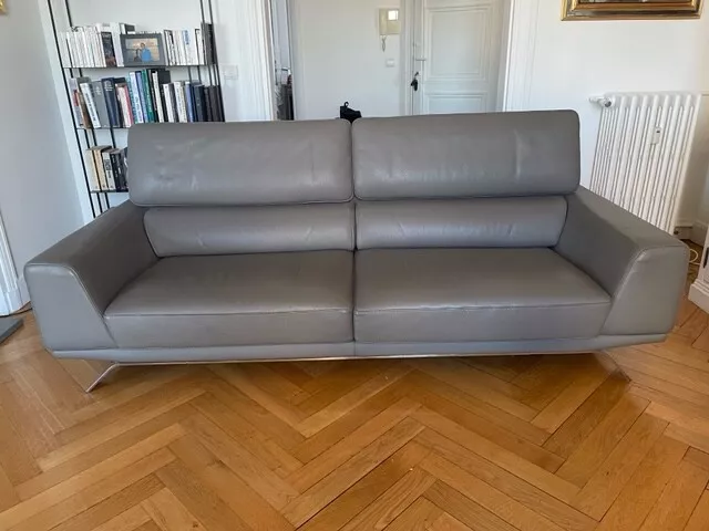 URGENT Très beau Canapé Cuir Gris 3 places Roche et Bobois