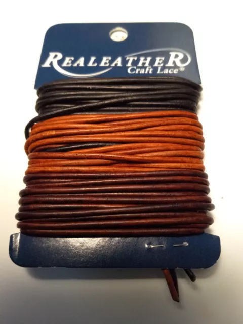 Realeather Round Leather Lace 2mm x 8ft Ebony Cedar Mahogany