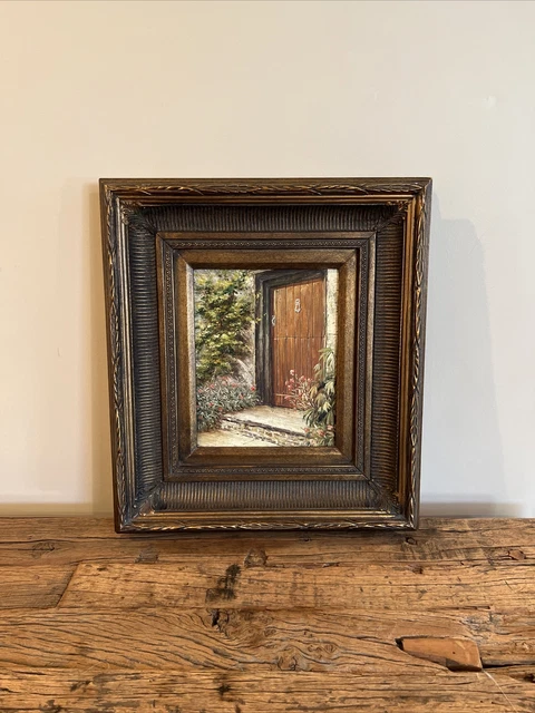 Vintage Fine Gilt & Gesso Wood Frame With Original Oil Painting Heavy Wooden Art