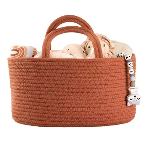 Baby Diaper Caddy Organizer for Girl Boy Cotton Rope Nursery Storage Bin Basket