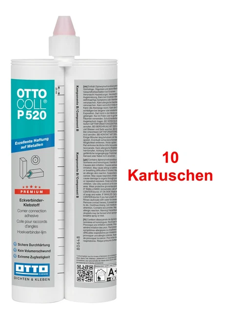 Ottocoll P520 45 Min. 10 x 620 ML Premium-2k-pegamento PU Holz Metal Piedra Eetc