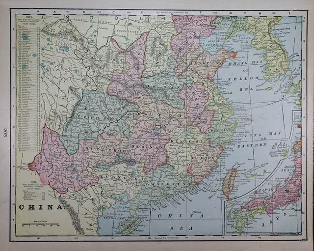 Old (11x14) 1899 Cram's Map ~ CHINA ~ Free S&H   ~Inv#527