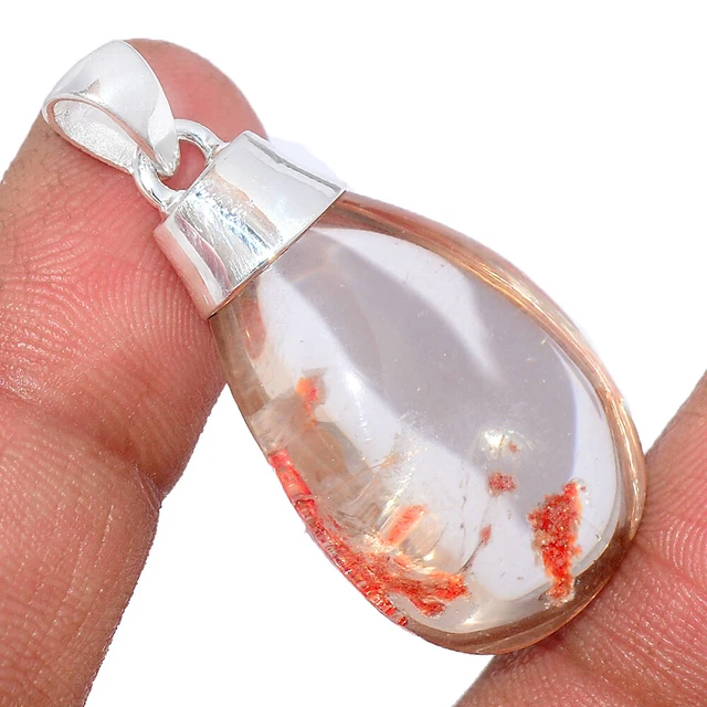 Treated Red Ghost Phantom Lodolite 925 Sterling Silver Pendant Jewelry BP206610