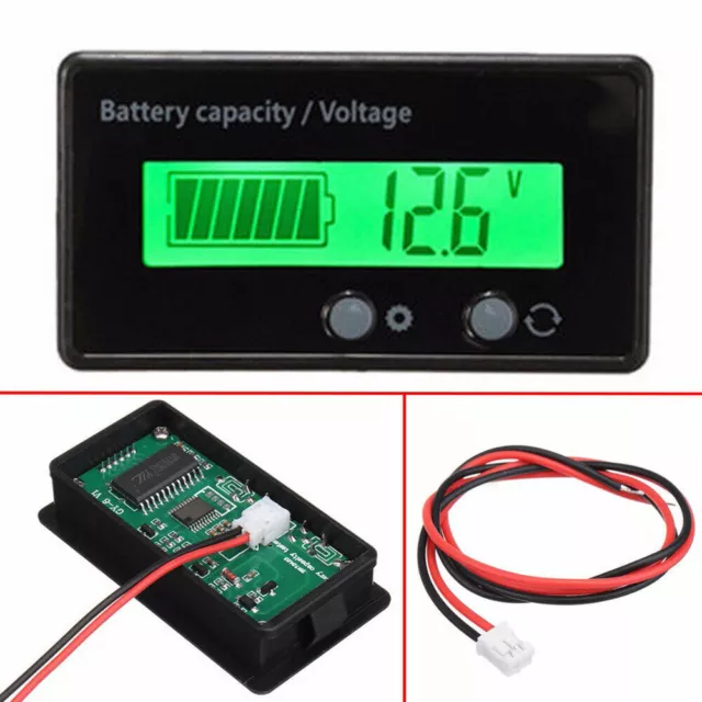 12-48V Lead Acid Battery Capacity Guage Level Backlit Indicator Meter Voltameter