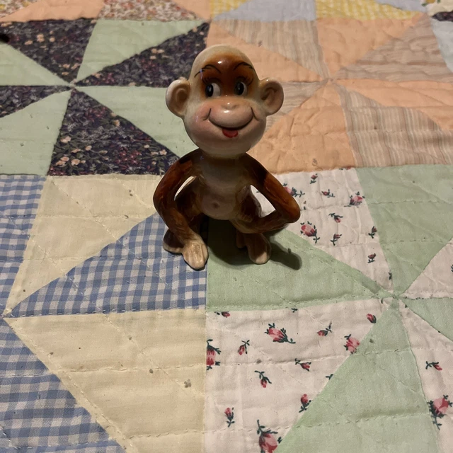 Vintage Ceramic Porcelain KREISS MONKEY Chimpanzee FIGURINE - JAPAN Damaged
