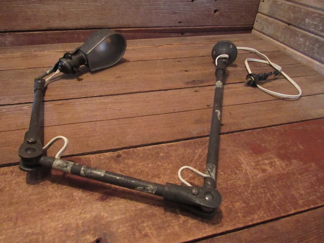 Vintage Lamp Industrial Articulating Light w Mount Bracket Swing Arm- WORKS!