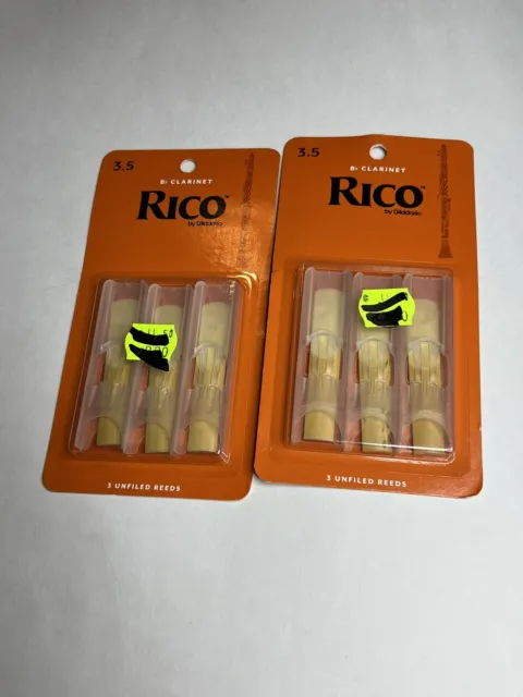Rico Bb Clarinet Reeds - 3 Pack (Strength 3.5) RCA0320 ( 2 packs , 6 reeds )