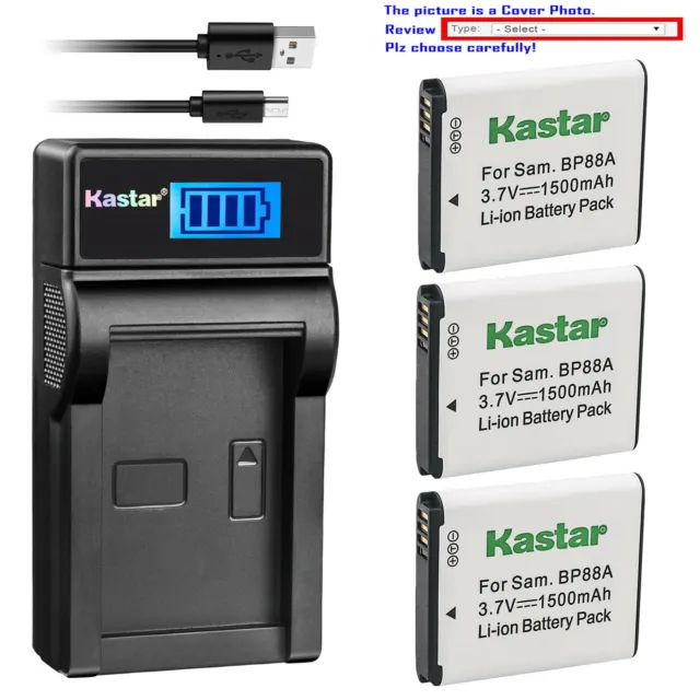 Kastar Battery LCD USB Charger for Samsung EA-BP88A B-P88A Samsung DV300F Camera