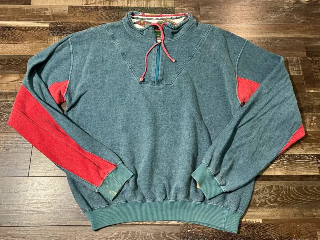 Vintage Boston Traders 1/4 Zip Pullover Women's Size Large Aztec Blue and Red