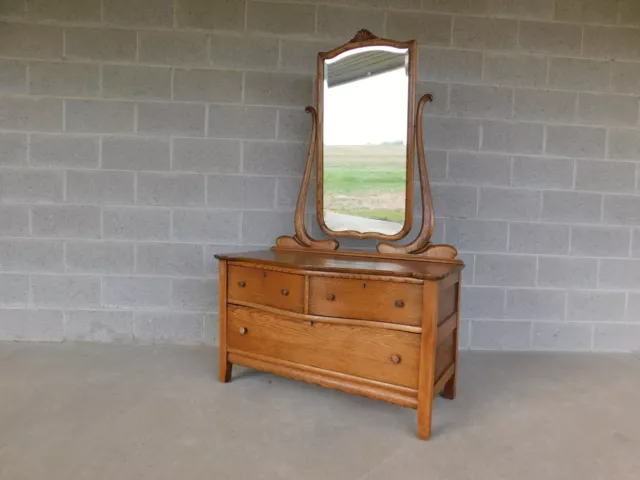 Antique Oak Princess Dresser with Mirror