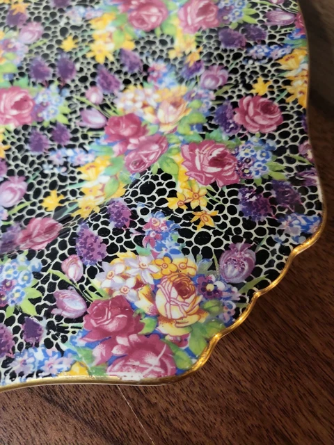 Vintage Royal Winton Grimwades HAZEL Chintz Square 8 1/2" Salad Plate England 2