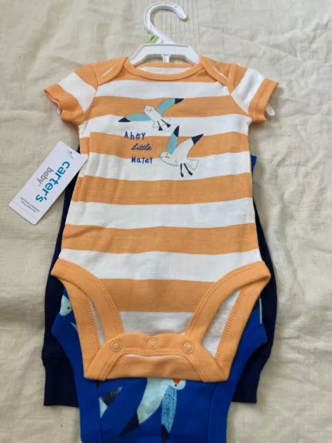 Carters baby boy 3 piece seagull knit short outfit size 3M NWT