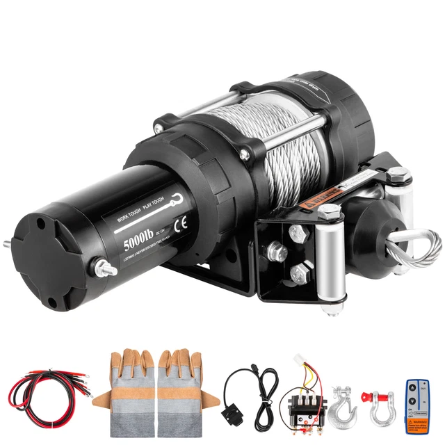 VEVOR ELECTRIC WINCH 5000LBS 12V 13M Steel Cable Towing Truck ATV UTV