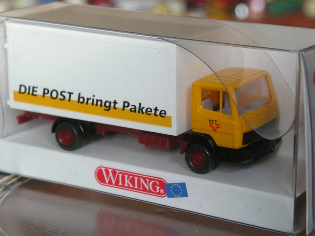 Wiking Schweiz 55204 Mercedes 814 Koffer LKW PTT die Post bringt Pakete in OVP