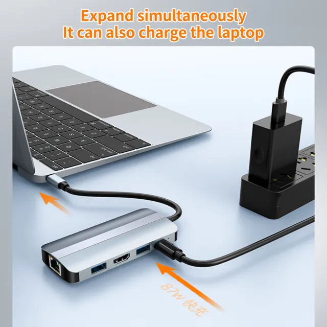 9 in 1 Type C HUB Adapter For MacBook iPad Pro 11 12.9 PD+RJ45+SD+TF+USB3.0 AU