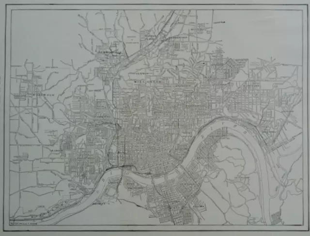 Vintage 1914 World War WWI Era 2 Atlas City Maps Cincinnati & Cleveland, Ohio OH