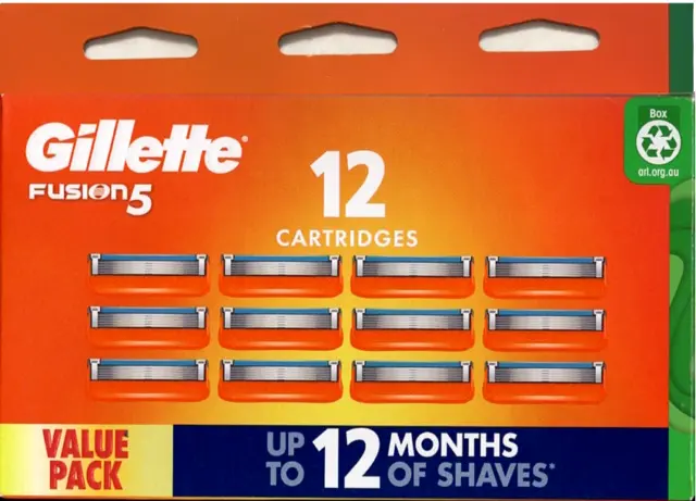 Genuine Gillette Fusion 5 Value Pack 12 pack Razor Blades Cartridges