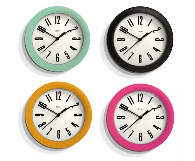 WALL CLOCK ROUND Colourful Contemporary Flat Lens Hot Tub Jones Clocks