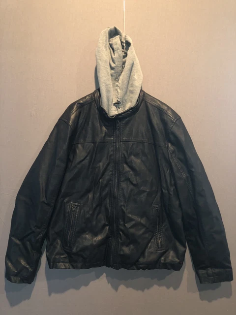 VIntage Levi's  Men's Jacket Sz XL Hoodie Sweatshirt Lined Faux Leather Bomber  2