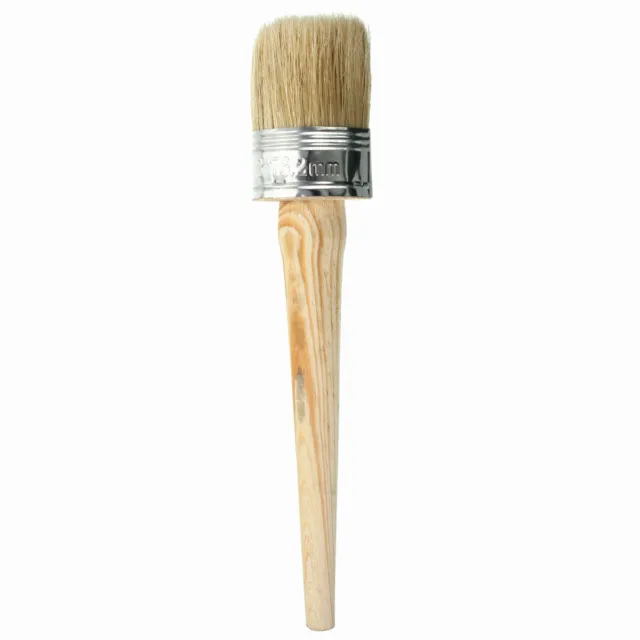 3Pcs 50mm Round Bristle Wooden Handle Chalk Oil Paint Painting Wax Brush Tool 3