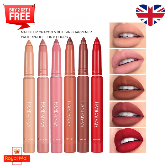 Lip Liner Pencil with Sharpener Waterproof Matte Lipstick Crayon High Pigment UK