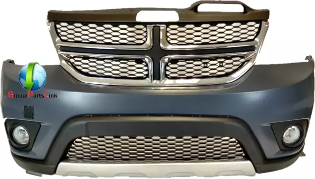 2011 - 2019 Dodge Journey Front Bumper Cover Assembly Complete with grill, fogs 2