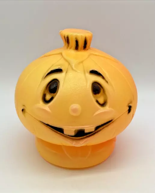 Halloween Pumpkin 8” Jack O Lantern Orange Black Vintage Blow Mold