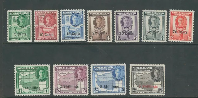 SOMALILAND 1951 KGVI revalued set complete (Scott 116-126) VF MH ZX