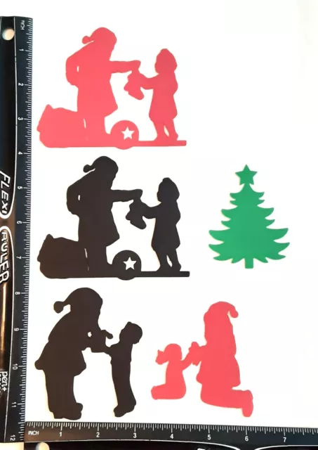 Christmas Children Tree Gifts 5  Piece Die Cut Scrapbook Card Embellishment dc24