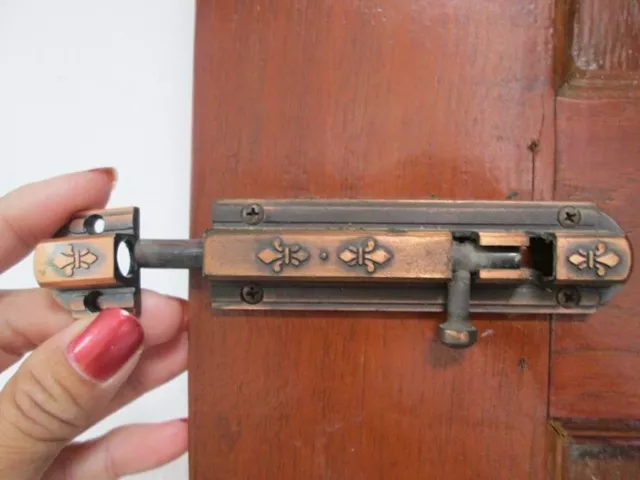 fleur de lis strong lock tool slide latch window bolt door hasp iron long 4 inch