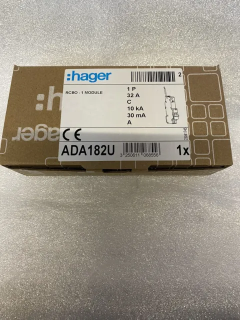 Hager ADA182U 32A 30 mA RCBO C32 tipo A 10kA ""NUOVO & IN SCATOLA