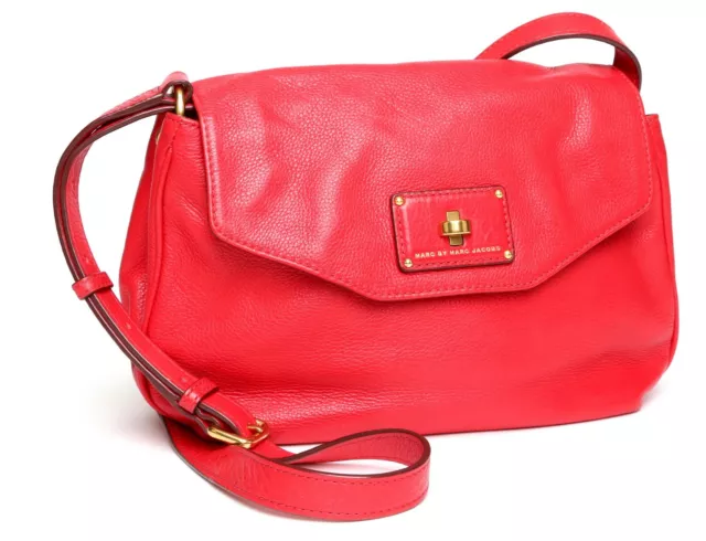 Marc By Marc Jacobs Womens Rosey Red Les Zeppelin Flap Crossbody Purse 3405