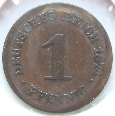 Pièce de Monnaie Reich Allemand Empire 1 Pfennig 1874 C En fine / Very fine