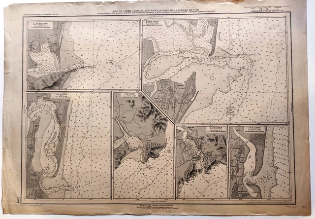 RARE CARTE MARINE ANCIENNE MER DE CHINE ANNAM ESTUAIRES AU Nord DE LA RIVIERE DE
