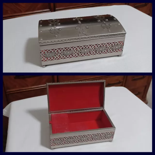 Vintage Metal SCHMID Jewelry Music Box, Raindrops Keep Falling On My Head, Works