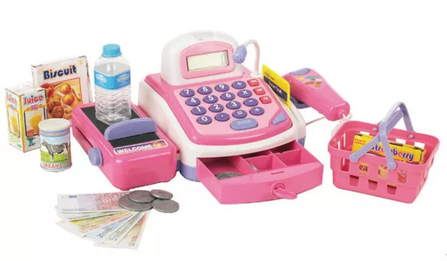 Kasse pink Scannerkasse Cash Register für Kaufladen viel Zubehör 261780